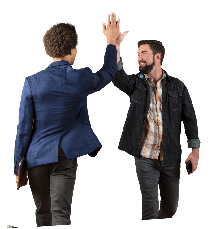 two men high-fiving